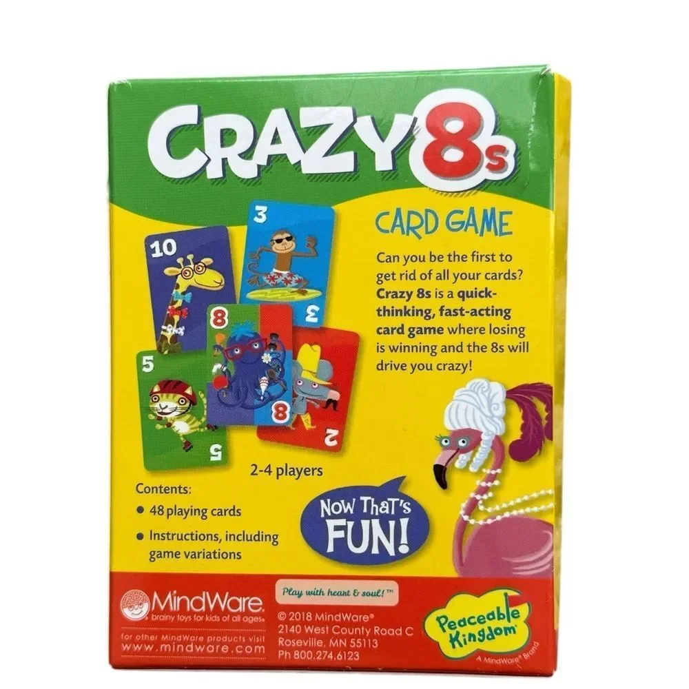 Peaceable Kingdom Crazy 8s Kids Fun Screen-Free Family Card Game.